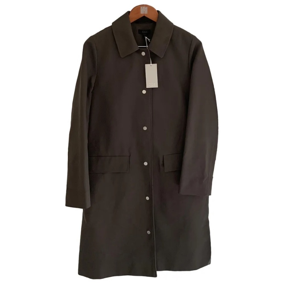 COS Straight Cotton Coat - Khaki Green